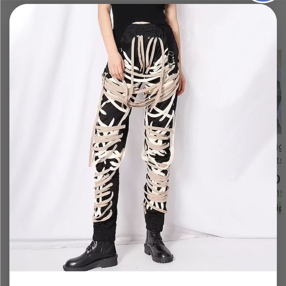 Magalace black satin joggers